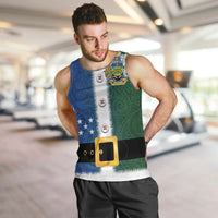 Solomon Islands Merry Christmas Men Tank Top Santa Suit Style With Melanesian Pattern LT03 Green - Polynesian Pride