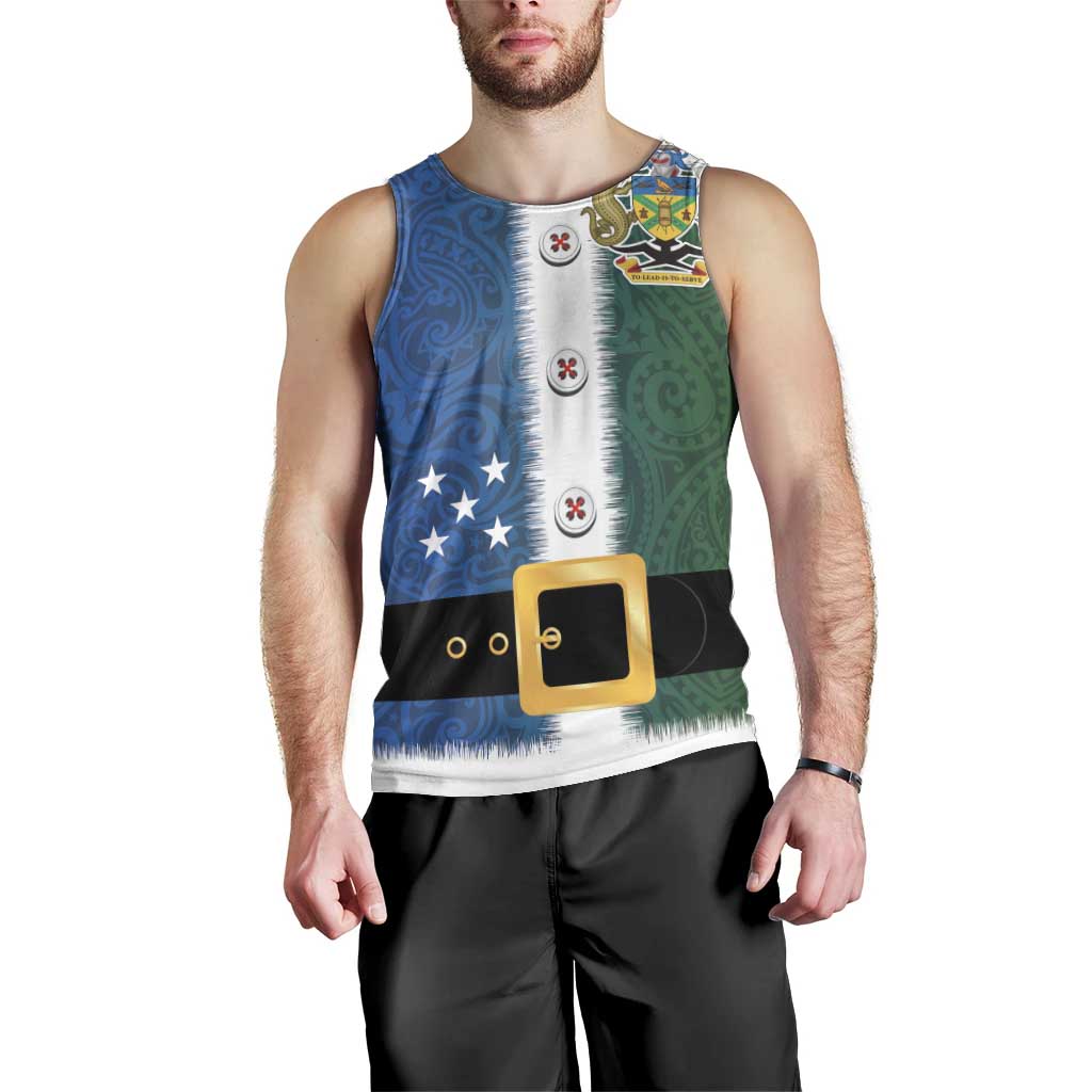 Solomon Islands Merry Christmas Men Tank Top Santa Suit Style With Melanesian Pattern LT03 - Polynesian Pride