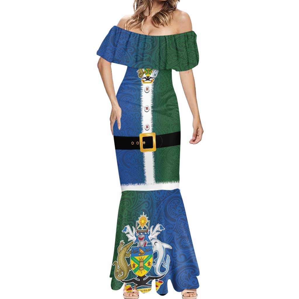 Solomon Islands Merry Christmas Mermaid Dress Santa Suit Style With Melanesian Pattern