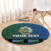 Solomon Islands Merry Christmas Round Carpet Santa Suit Style With Melanesian Pattern