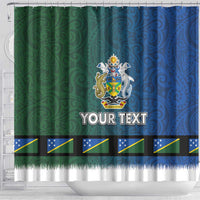 Solomon Islands Merry Christmas Shower Curtain Santa Suit Style With Melanesian Pattern