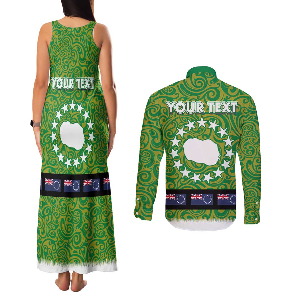 Cook Islands Merry Christmas Couples Matching Tank Maxi Dress and Long Sleeve Button Shirt Santa Suit Style With Polynesian Pattern