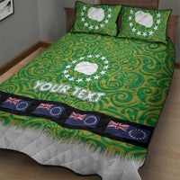 Cook Islands Merry Christmas Quilt Bed Set Santa Suit Style With Polynesian Pattern