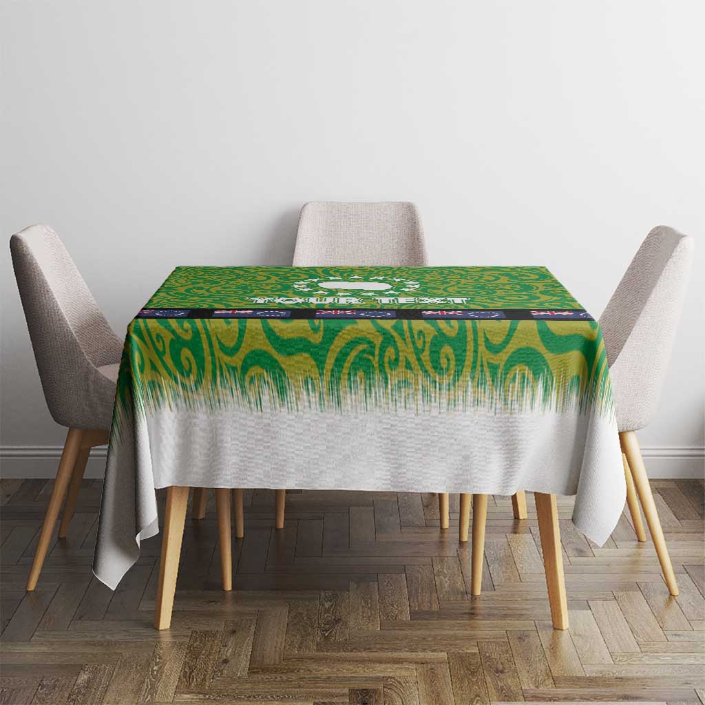Cook Islands Merry Christmas Tablecloth Santa Suit Style With Polynesian Pattern