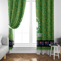 Cook Islands Merry Christmas Window Curtain Santa Suit Style With Polynesian Pattern