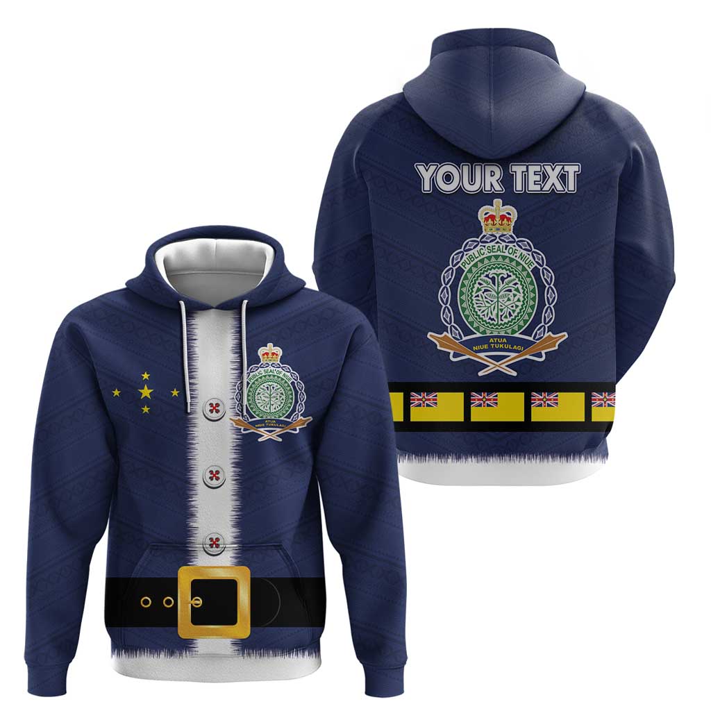 Niue Merry Christmas Zip Hoodie Santa Suit Style With Hiapo Pattern