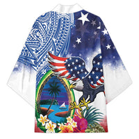 Guam and United States Together Kimono Bald Eagle and Guam Seal with Flower and Tribal Tattoos - Polynesian Pride
