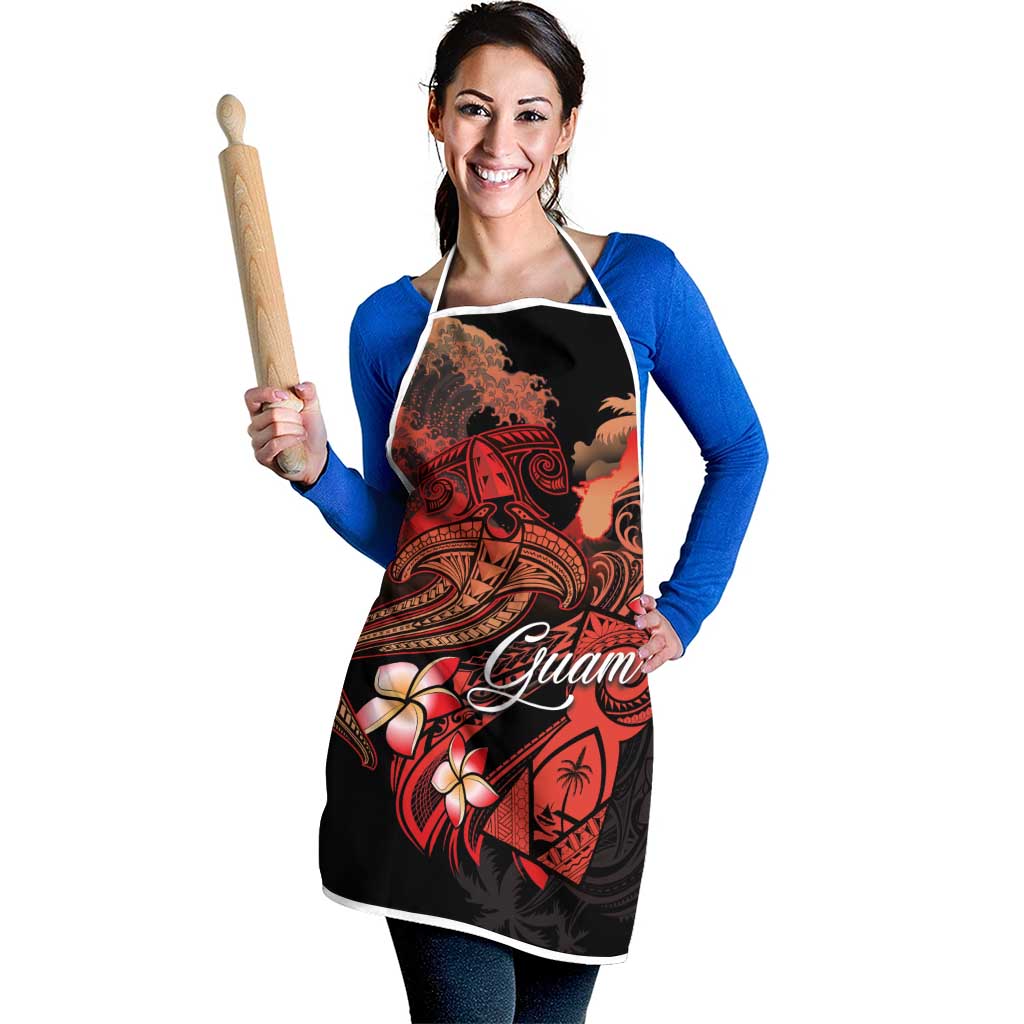 Guam Tribal Chamorro Apron Polynesian Shark with Plumeria and Sea Vibe - Polynesian Pride