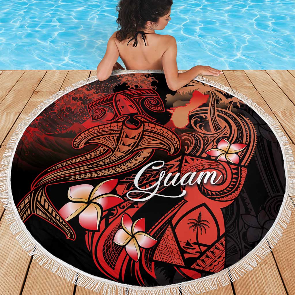 Guam Tribal Chamorro Beach Blanket Polynesian Shark with Plumeria and Sea Vibe - Polynesian Pride