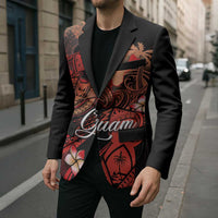 Guam Tribal Chamorro Blazer Polynesian Shark with Plumeria and Sea Vibe - Polynesian Pride
