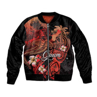 Guam Tribal Chamorro Bomber Jacket Polynesian Shark with Plumeria and Sea Vibe - Polynesian Pride