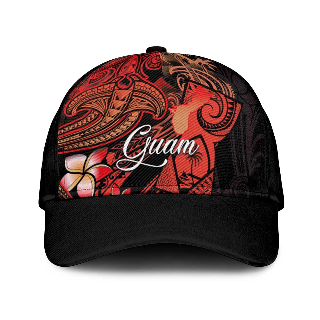 Guam Tribal Chamorro Classic Cap Polynesian Shark with Plumeria and Sea Vibe - Polynesian Pride