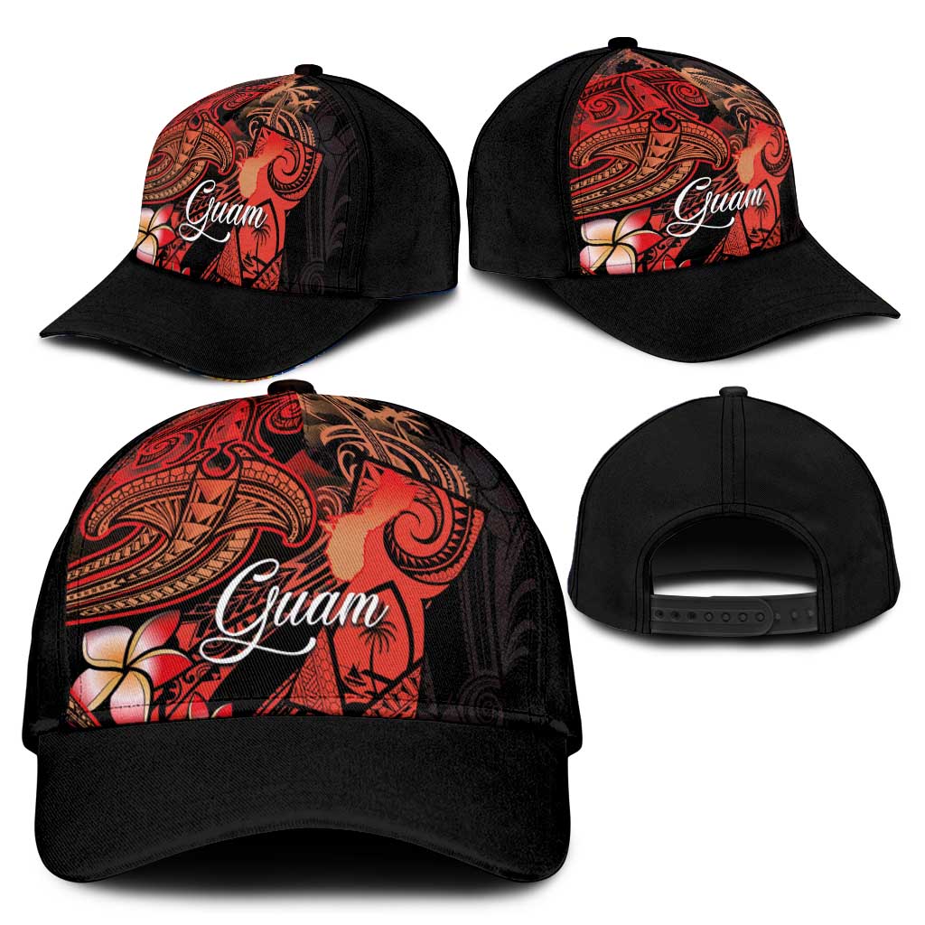 Guam Tribal Chamorro Classic Cap Polynesian Shark with Plumeria and Sea Vibe - Polynesian Pride