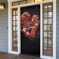 Guam Tribal Chamorro Door Cover Polynesian Shark with Plumeria and Sea Vibe - Polynesian Pride