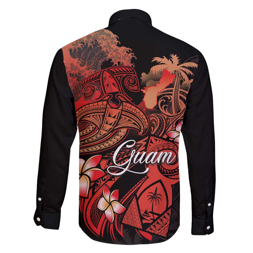 Guam Tribal Chamorro Family Matching Off Shoulder Maxi Dress and Hawaiian Shirt Polynesian Shark with Plumeria and Sea Vibe - Polynesian Pride