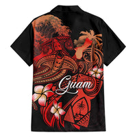 Guam Tribal Chamorro Family Matching Off Shoulder Short Dress and Hawaiian Shirt Polynesian Shark with Plumeria and Sea Vibe - Polynesian Pride
