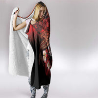 Guam Tribal Chamorro Hooded Blanket Polynesian Shark with Plumeria and Sea Vibe - Polynesian Pride