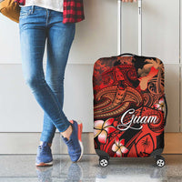 Guam Tribal Chamorro Luggage Cover Polynesian Shark with Plumeria and Sea Vibe - Polynesian Pride