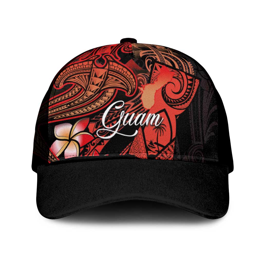 Guam Tribal Chamorro Mesh Trucker Cap Polynesian Shark with Plumeria and Sea Vibe - Polynesian Pride