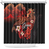 Guam Tribal Chamorro Shower Curtain Polynesian Shark with Plumeria and Sea Vibe - Polynesian Pride