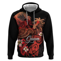 Guam Tribal Chamorro Zip Hoodie Polynesian Shark with Plumeria and Sea Vibe - Polynesian Pride