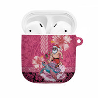 Hawaii Mele Kalikimaka AirPods Case Funny Santa with Tribal Tattoos Kakau Pink Color - Polynesian Pride