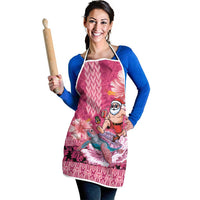 Hawaii Mele Kalikimaka Apron Funny Santa with Tribal Tattoos Kakau Pink Color - Polynesian Pride