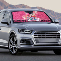 Hawaii Mele Kalikimaka Auto Sun Shade Funny Santa with Tribal Tattoos Kakau Pink Color - Polynesian Pride