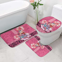 Hawaii Mele Kalikimaka Bathroom Set Funny Santa with Tribal Tattoos Kakau Pink Color - Polynesian Pride