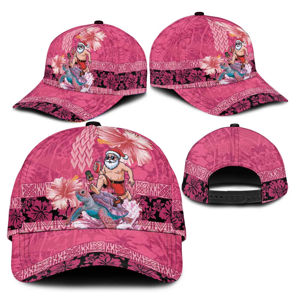 Hawaii Mele Kalikimaka Classic Cap Funny Santa with Tribal Tattoos Kakau Pink Color - Polynesian Pride