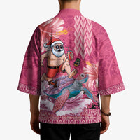 Hawaii Mele Kalikimaka Kimono Funny Santa with Tribal Tattoos Kakau Pink Color - Polynesian Pride