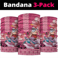 Hawaii Mele Kalikimaka Neck Gaiter Funny Santa with Tribal Tattoos Kakau Pink Color - Polynesian Pride