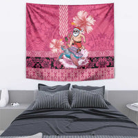 Hawaii Mele Kalikimaka Tapestry Funny Santa with Tribal Tattoos Kakau Pink Color - Polynesian Pride