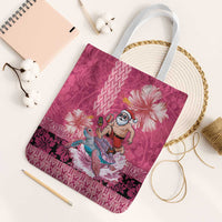 Hawaii Mele Kalikimaka Tote Bag Funny Santa with Tribal Tattoos Kakau Pink Color - Polynesian Pride