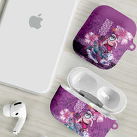 Hawaii Mele Kalikimaka AirPods Case Funny Santa with Tribal Tattoos Kakau Purple Color - Polynesian Pride