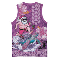Hawaii Mele Kalikimaka Basketball Jersey Funny Santa with Tribal Tattoos Kakau Purple Color - Polynesian Pride