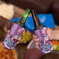 Hawaii Mele Kalikimaka 4 in 1 Can Cooler Tumbler Funny Santa with Tribal Tattoos Kakau Purple Color - Polynesian Pride