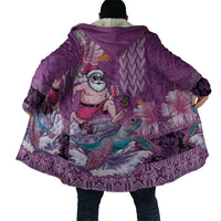 Hawaii Mele Kalikimaka Cloak Funny Santa with Tribal Tattoos Kakau Purple Color - Polynesian Pride