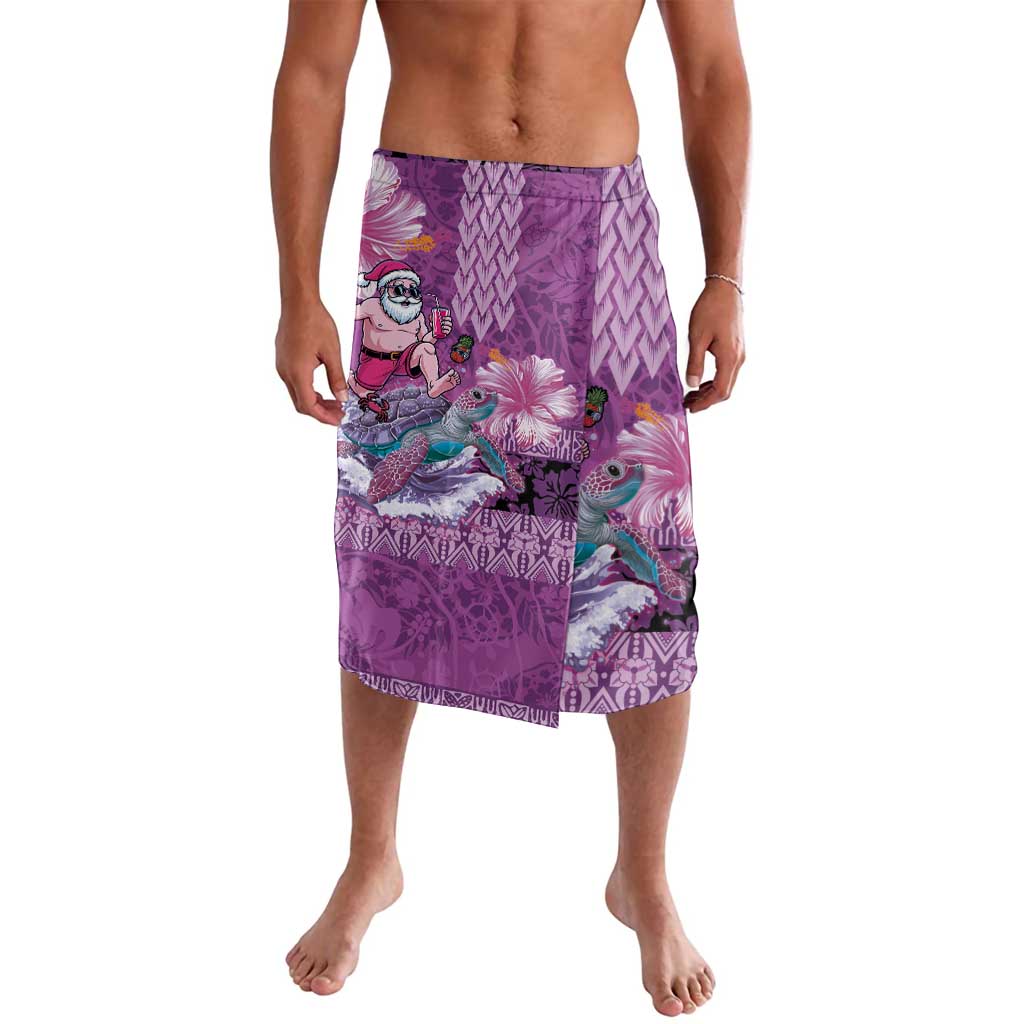Hawaii Mele Kalikimaka Lavalava Funny Santa with Tribal Tattoos Kakau Purple Color - Polynesian Pride