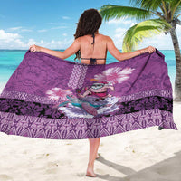 Hawaii Mele Kalikimaka Sarong Funny Santa with Tribal Tattoos Kakau Purple Color - Polynesian Pride
