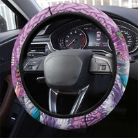 Hawaii Mele Kalikimaka Steering Wheel Cover Funny Santa with Tribal Tattoos Kakau Purple Color - Polynesian Pride