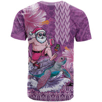 Hawaii Mele Kalikimaka T Shirt Funny Santa with Tribal Tattoos Kakau Purple Color - Polynesian Pride