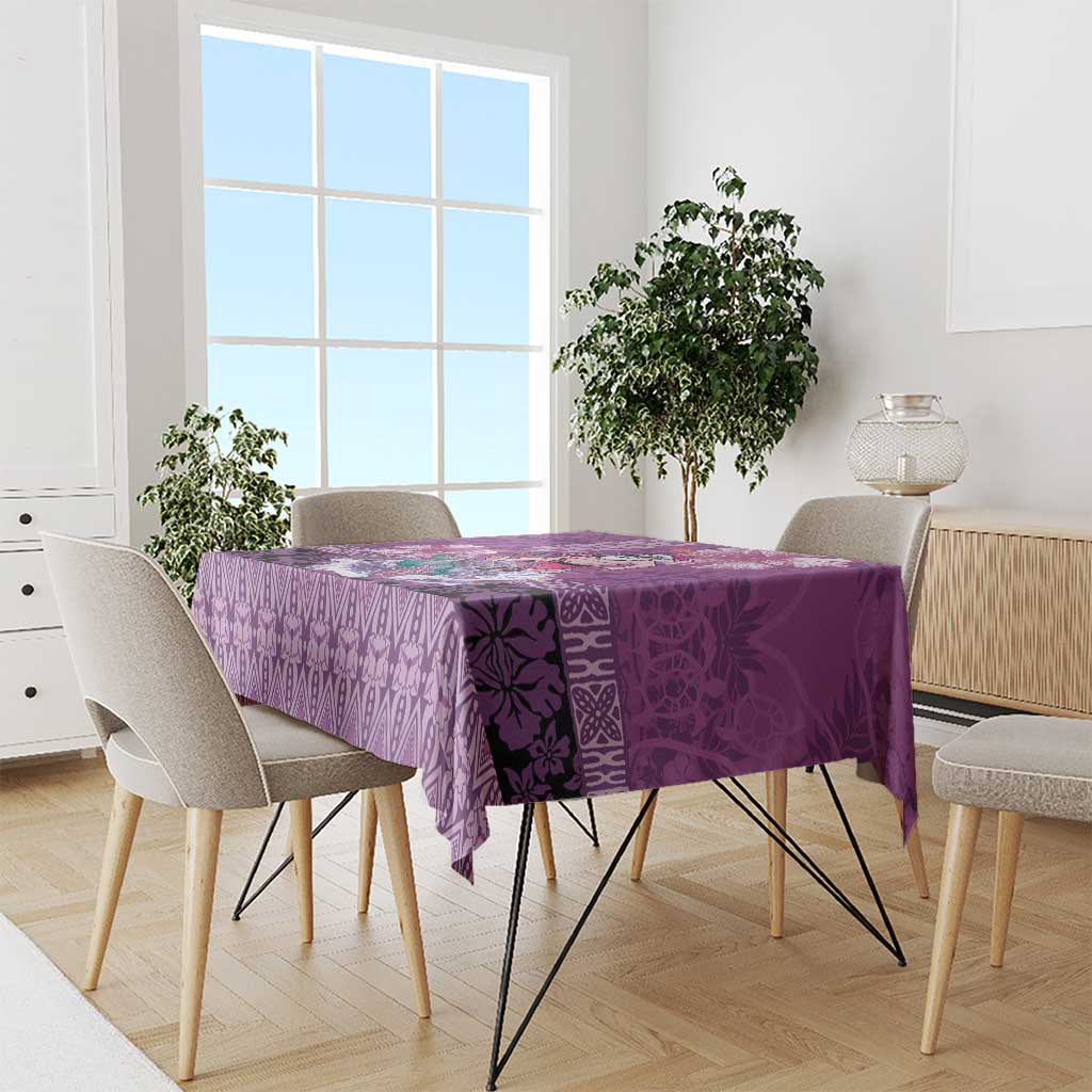 Hawaii Mele Kalikimaka Tablecloth Funny Santa with Tribal Tattoos Kakau Purple Color - Polynesian Pride