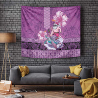 Hawaii Mele Kalikimaka Tapestry Funny Santa with Tribal Tattoos Kakau Purple Color - Polynesian Pride