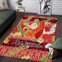 Hawaii Santa Mele Kalikimaka Area Rug Tropical Puakenikeni Lei with Polynesian Tribal Pattern - Polynesian Pride