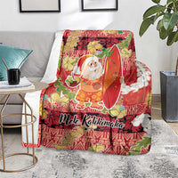 Hawaii Santa Mele Kalikimaka Blanket Tropical Puakenikeni Lei with Polynesian Tribal Pattern - Polynesian Pride