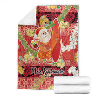 Hawaii Santa Mele Kalikimaka Blanket Tropical Puakenikeni Lei with Polynesian Tribal Pattern - Polynesian Pride