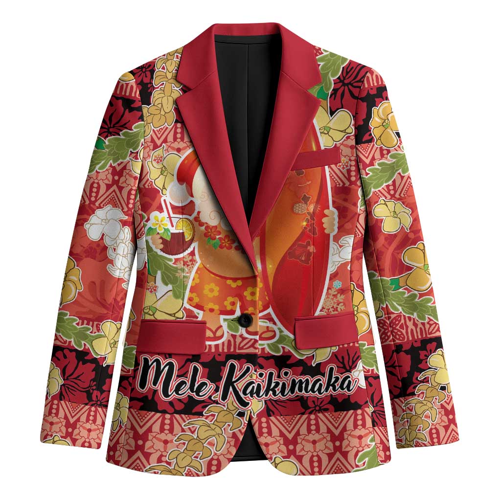 Hawaii Santa Mele Kalikimaka Blazer Tropical Puakenikeni Lei with Polynesian Tribal Pattern - Polynesian Pride
