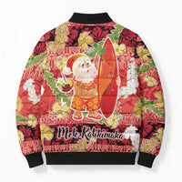 Hawaii Santa Mele Kalikimaka Bomber Puffer Jacket Tropical Puakenikeni Lei with Polynesian Tribal Pattern - Polynesian Pride