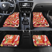 Hawaii Santa Mele Kalikimaka Car Mats Tropical Puakenikeni Lei with Polynesian Tribal Pattern - Polynesian Pride